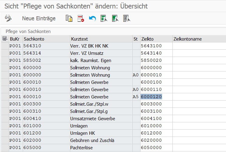 Beispiel einer Mapping-Tabelle in der PROMOS DATEV-Schnittstelle