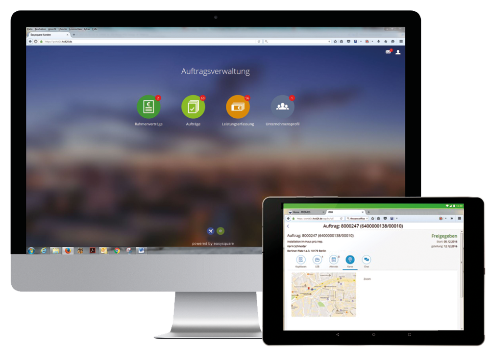 Abbildung 3: Die Informationen für die Digitalisierung von immobilienbezogenen Prozessen müssen sowohl mobil als auch am PC verfügbar sein. Der Zugriff auf das easysquare Handwerkerportal ist über alle gängigen Endgeräte möglich