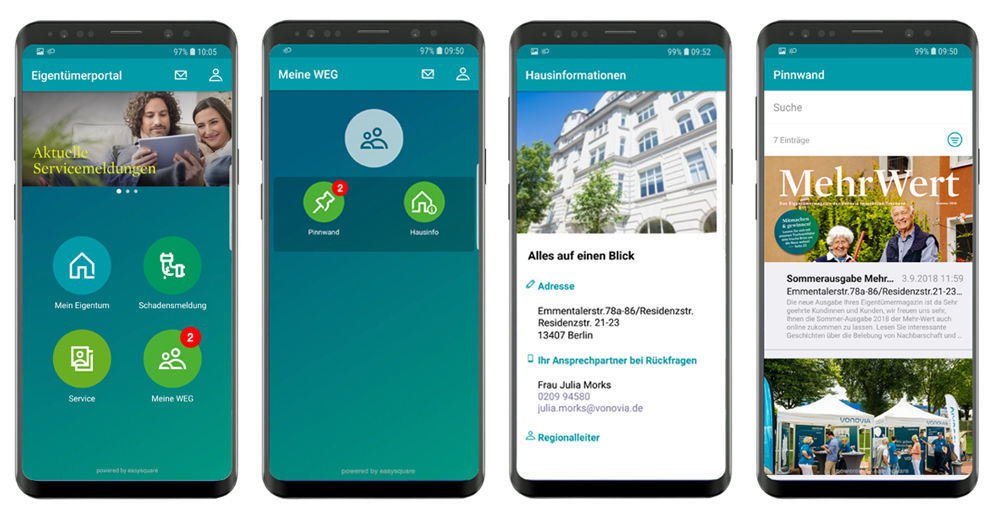 Zu jeder Zeit gut informiert mit dem neuen Pinnwand-Dienst von easysquare. Neue Pinnwandfunktionen in der easysquare mobile App