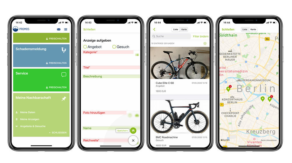 In einer neuen Kachel "Meine Nachbarschaft" kann der Mieter Angebote und Gesuche aufgeben. In der easysquare Mieter-App können in einer neuen Nachbarschaftskachel Anzeigen und Gesuche aufgegeben werden.