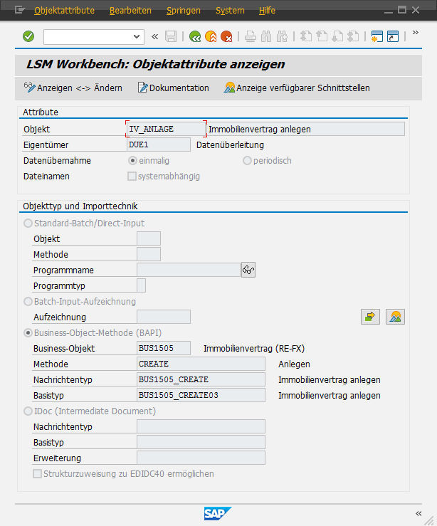 Transaktionsmaske LSM Workbench - Datenmigration per BAPI
