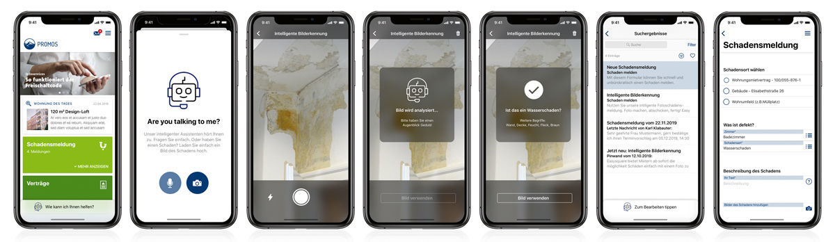 Abbildung 2: Durch die automatische Bilderkennung wird der Prozess der Schadensmeldung einfach wie noch nie. Automatische Bilderkennung für den Schadensmeldungsprozess mit der easysquare Professional App