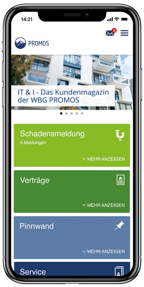 Übersicht der Dienste in der easysquare Mieter-App
