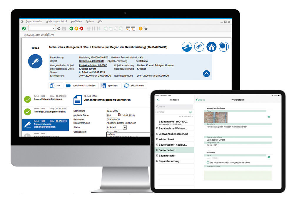 Dreamteam aus SAP und easysquare Professional App für eine effiziente Mängel- und Gewährleistungsverfolgung