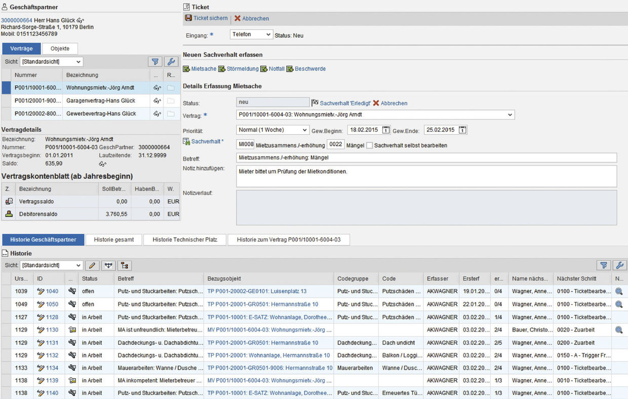Abbildung 1: Eine gemeinsame Basis – Kommunikation mit dem Ticketsystem 2.0. easysquare CRM mit Ticketsystem