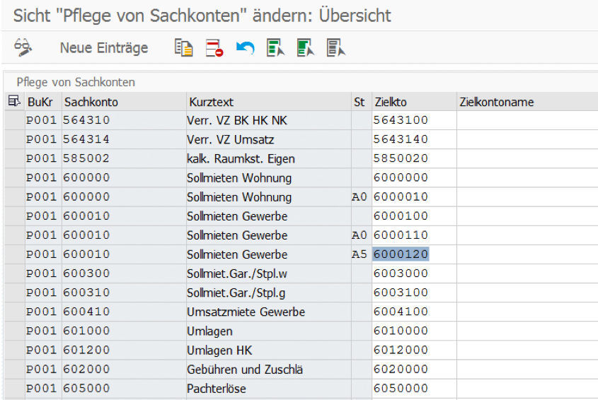 Mapping-Tabelle für Sachkonten in der PROMOS DATEV-Schnittstelle