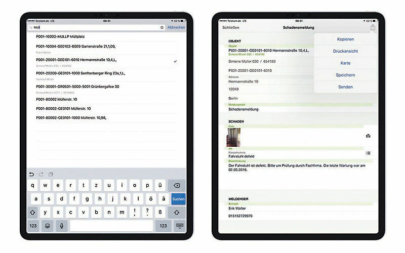 Abbildung 3: Die digitale Schadenserfassung – schnell und mobil mit easysquare. Digitale Schadenserfassung mit der easysquare Professional App