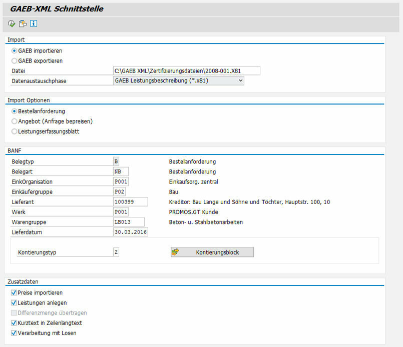 PROMOS GAEB-Schnittstelle Import / Export
