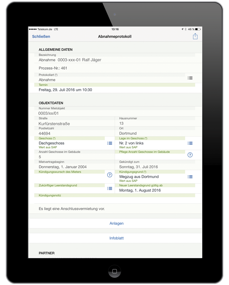 Das mobile Abnahmeprotokoll in der easysquare mobile App.