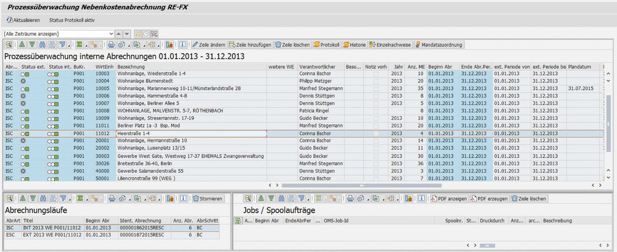 Abbildung 3: NKPU – Nebenkostenprozessüberwachung.  Das PROMOS Prozessüberwachungstool für die Nebenkostenprozessüberwachung