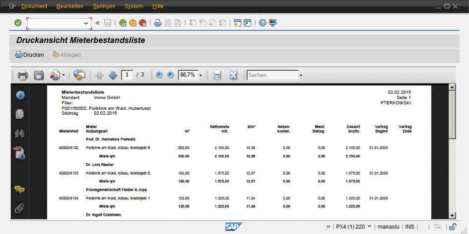 Beispiel einer mit OPCC-aufbereiteten Auswertung in SAP.