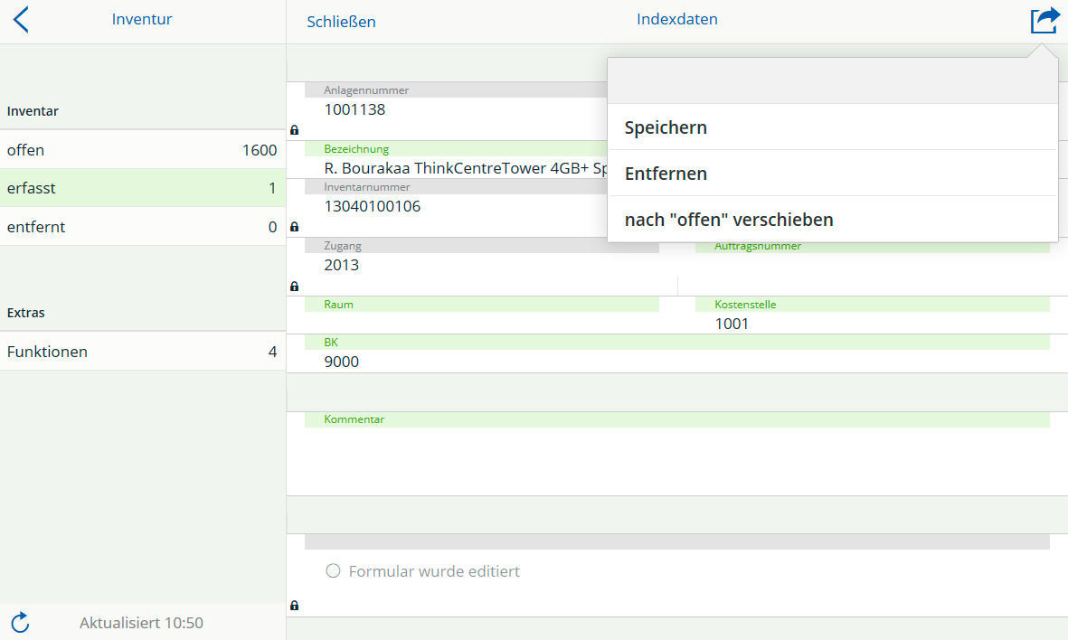Digitales Formular in der easysquare WebApp Digitales Formular zur mobilen Inventur in der easysquare WebApp
