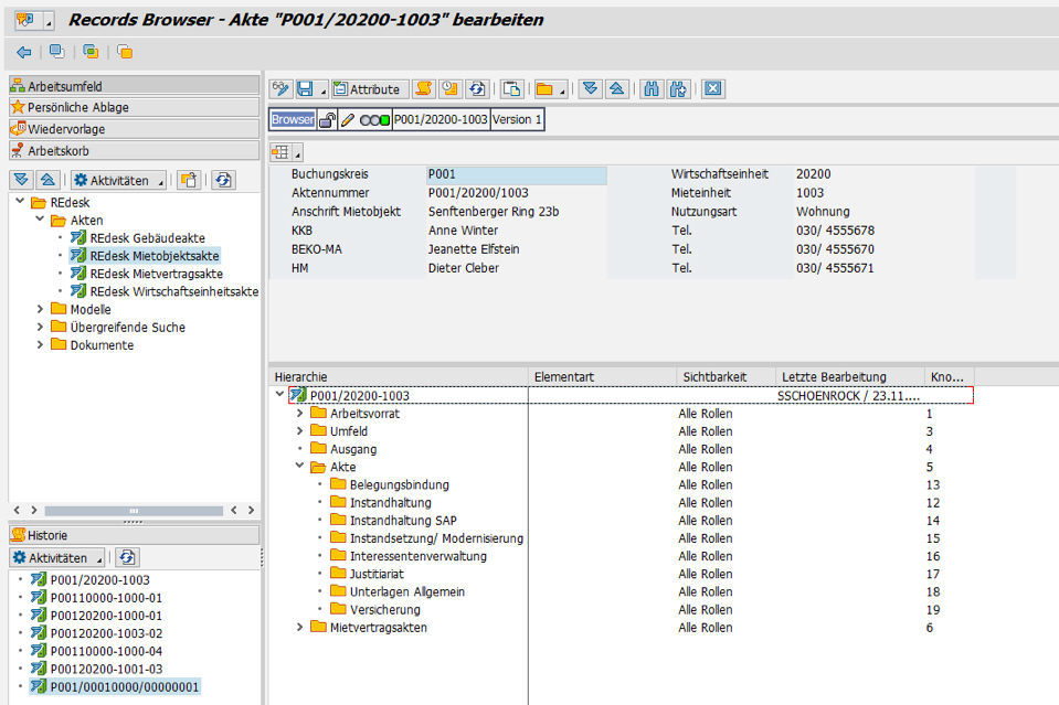 easysquare Vertragsakte in SAP