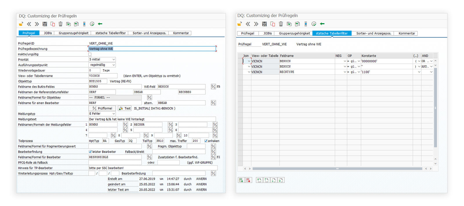 Abbildung 1: Über das Cockpit im PROMOS Data Governance Tool können Key User selbstständig individuelle Prüfregeln definieren und bearbeiten. Herzstück des PROMOS Data Governance Tools ist ein Cockpit zur Definition der Prüfregeln in SAP