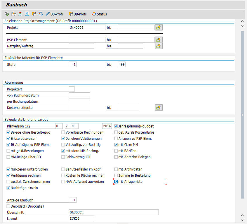 Selektionsmaske PROMOS Baubuch