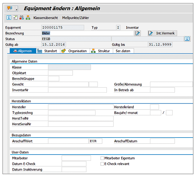 PROMOS Inventarcockpit - Equipment in SAP ändern