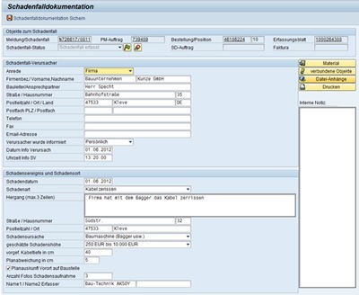 Beispiel für die Schadenfallliste im SAP® ERP