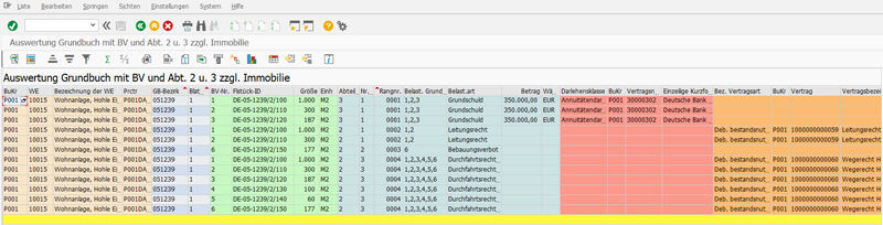 Abbildung 1: Auswertung von Grundbuchbelastungen unter Berücksichtigung von Wirtschaftseinheiten, Darlehen und Immobilienverträgen.