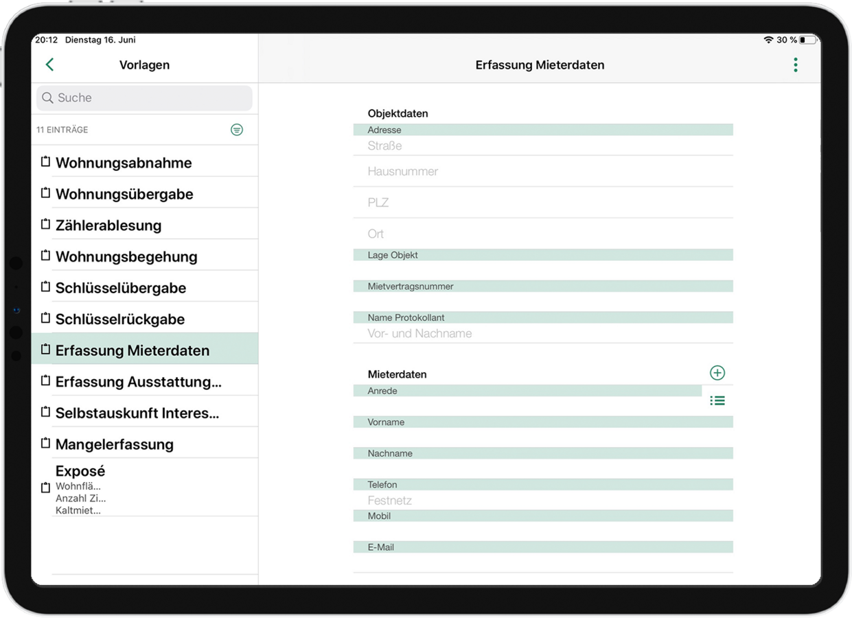 Musterformulare und individuelle Formularvorlagen für die mobile Erfassung in der easysquare Professional App