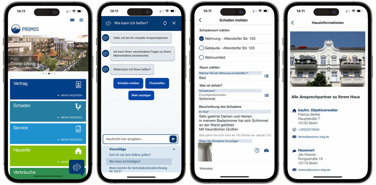In der easysquare Mieter-App können Schäden unkompliziert und vollständig an den Vermieter gemeldet werden. Mit der easysquare Mieter-App können alle denkbaren Anfragen an den Vermieter geregelt werden.