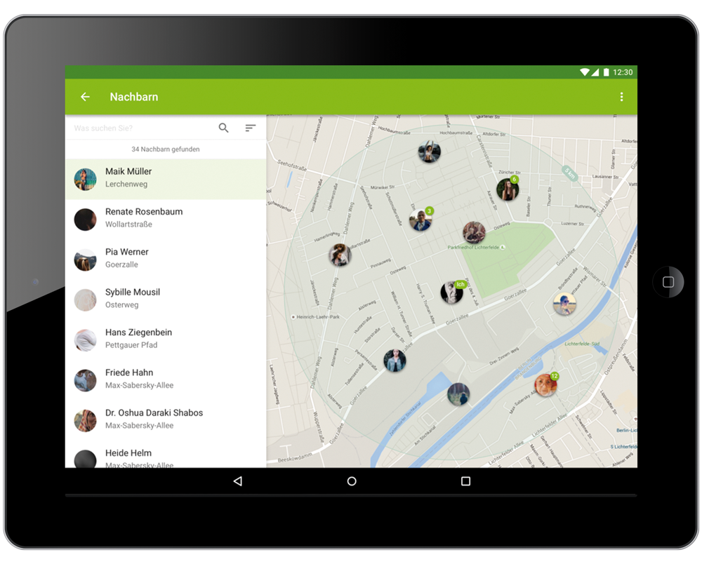 Umkreissuche in der easysquare Nachbarschafts-App