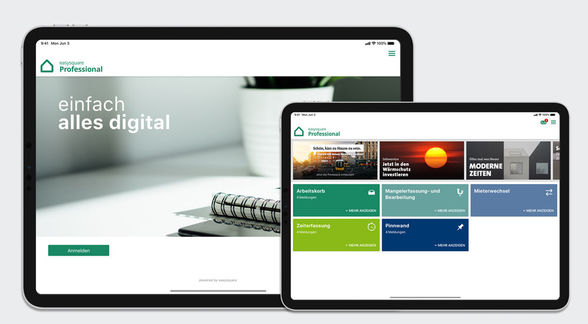 Die easysquare Professional App mit Kacheloptik ist beim Eigenbetrieb KOE Rostock für die mobile Schadensmeldung im Einsatz.