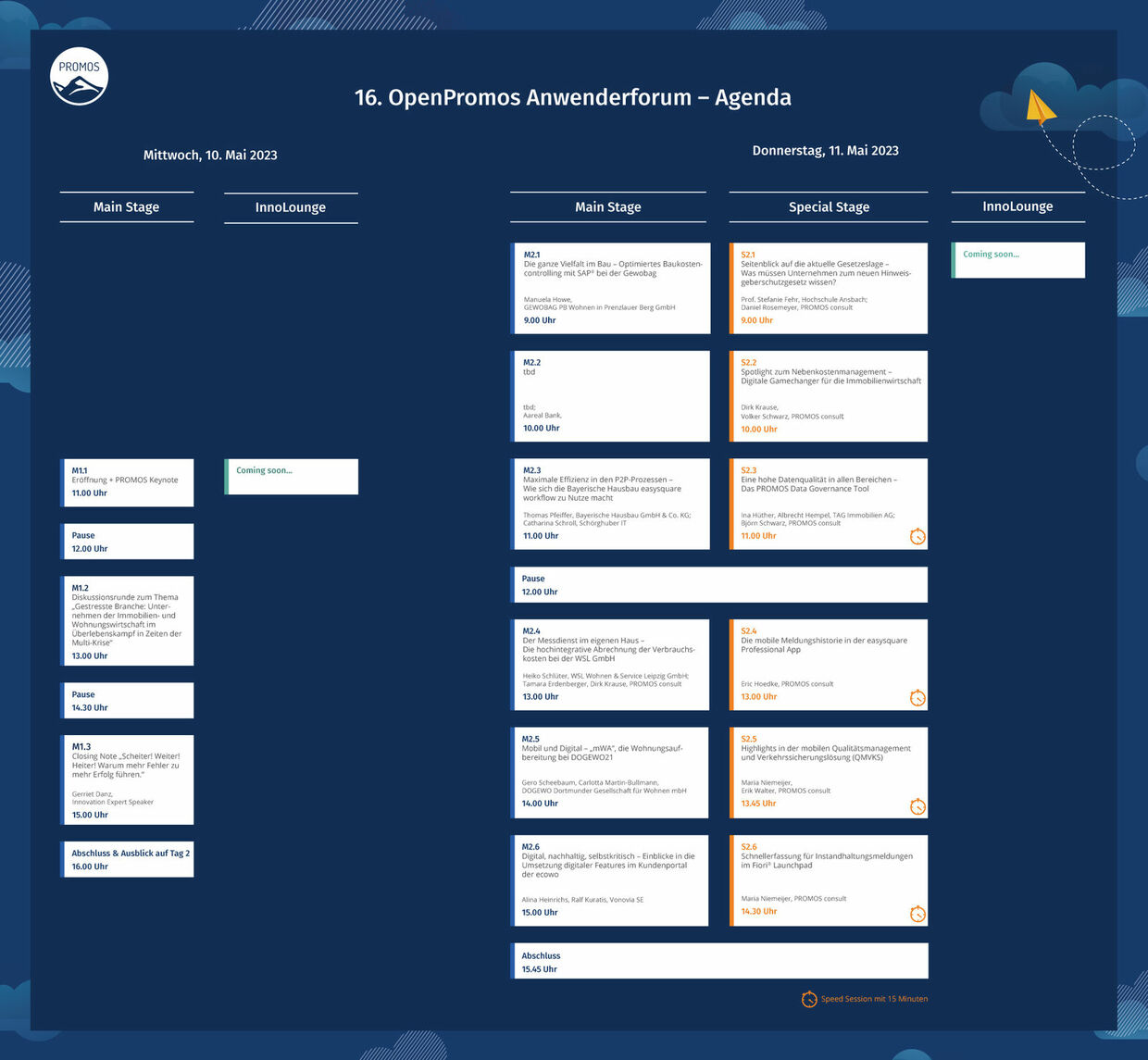 Timetable für das 16. OpenPromos Anwenderforum