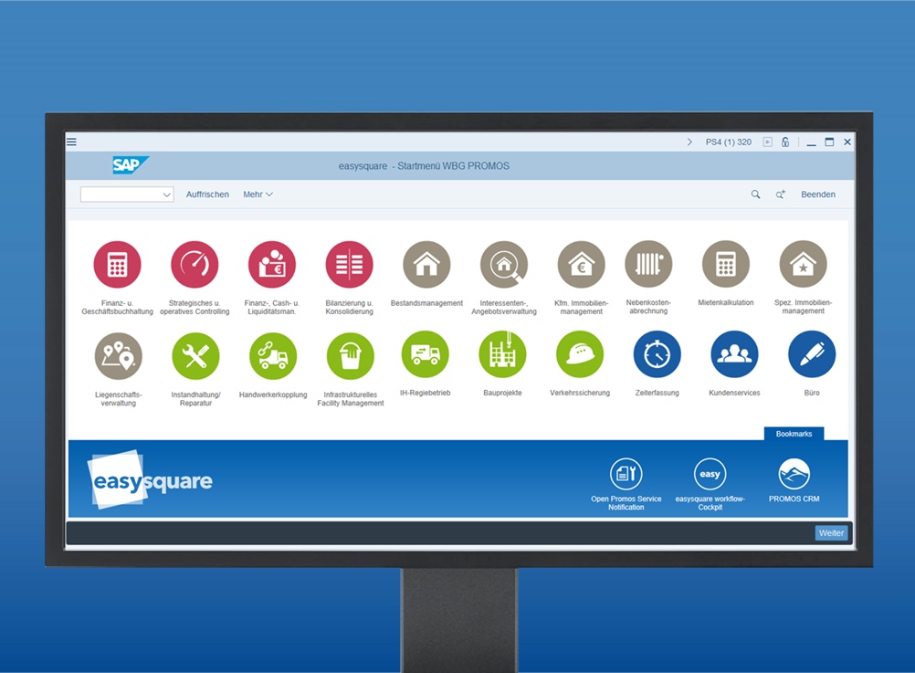 Abbildung 2: Die Oberfläche von SAP S/4HANA ® mit der Startseite von easysquare workflow.