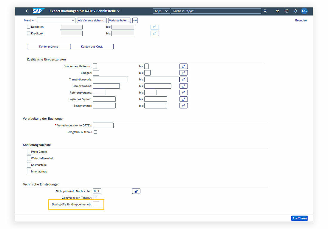 Durch die neue Blockverarbeitung können nun auch sehr große Datenmengen performant von SAP nach DATEV exportiert werden.