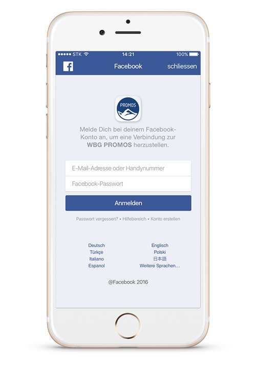 Ein Facebook-Login-Button erhöht die Nutzerfreundlichkeit einer App und steigert nachweislich die Nutzerzahlen. Facebook Login in der easysquare Mieter-App