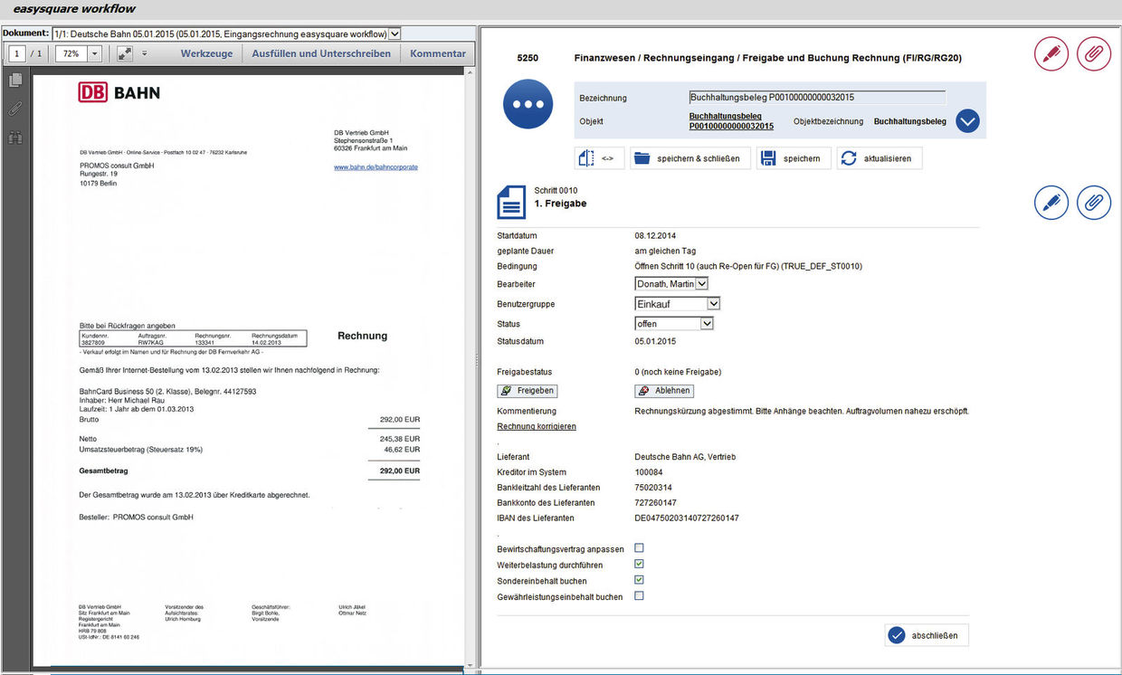 Freigabeprozesse im Split Screen mit easysquare workflow