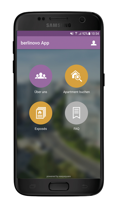 Abbildung 1: Die berlinovo App. berlinovo App powered by easysquare