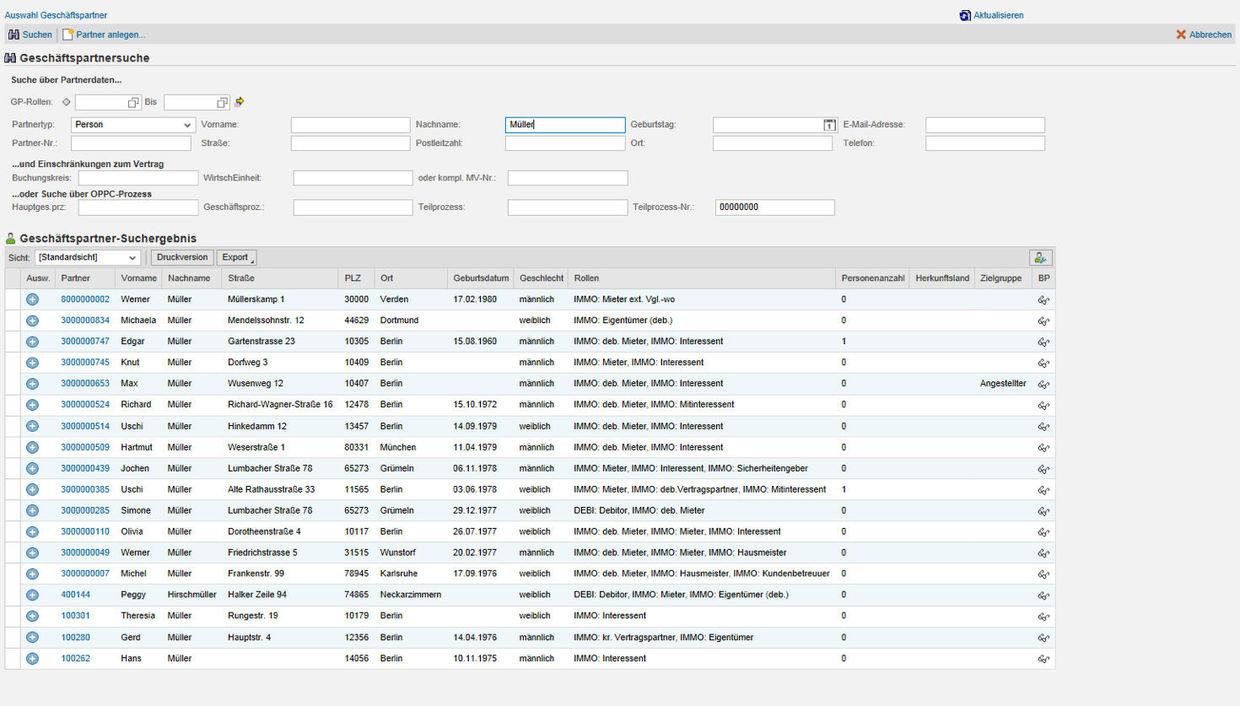 Suchmaske im CRM Cockpit mit easysquare workflow