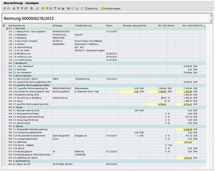 Berechnungs- und Prüfblatt im Rahmen der PROMOS Baurechnungsprüfung